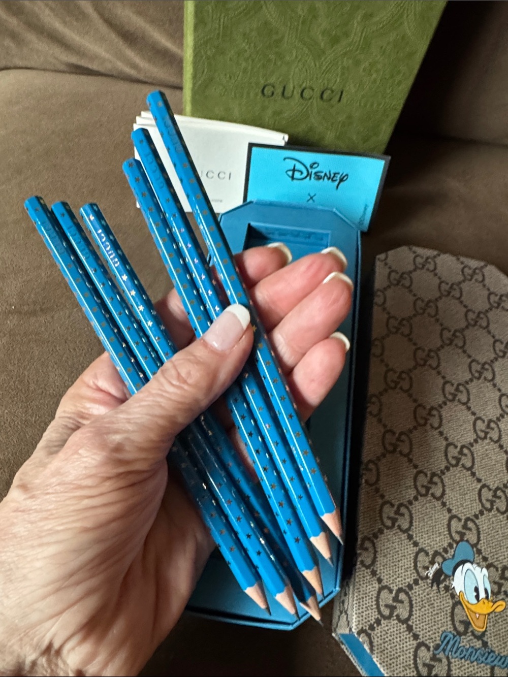 Gucci Brown Monogram Pencil Box with Donald Duck Accent - Brown & Blue - Picture 4 of 5